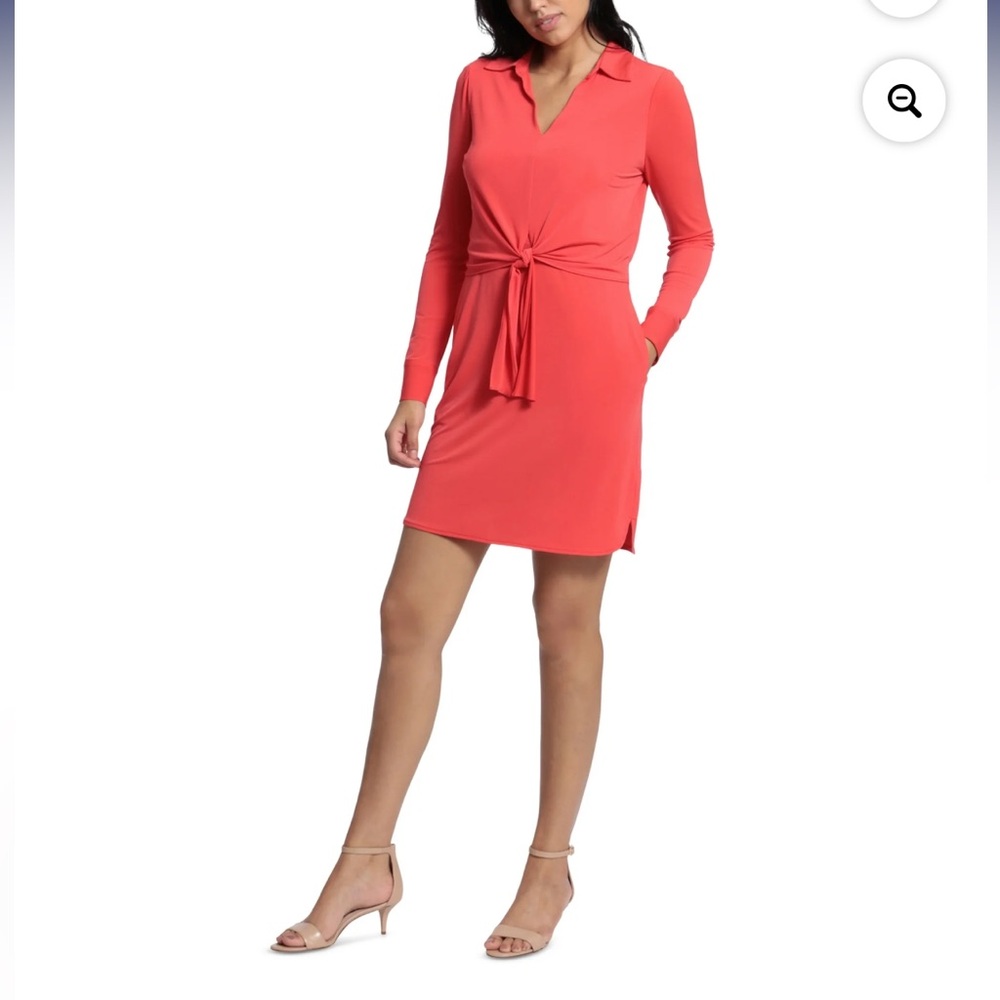 London Times NWT❗️Tie Front Long Sleeve Dress Matte Jersey